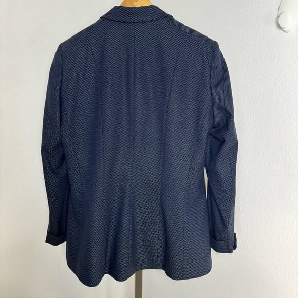 Lafayette 148 Navy Wool 2 Button Blazer Micro Dot Size 10 - Picture 4 of 8